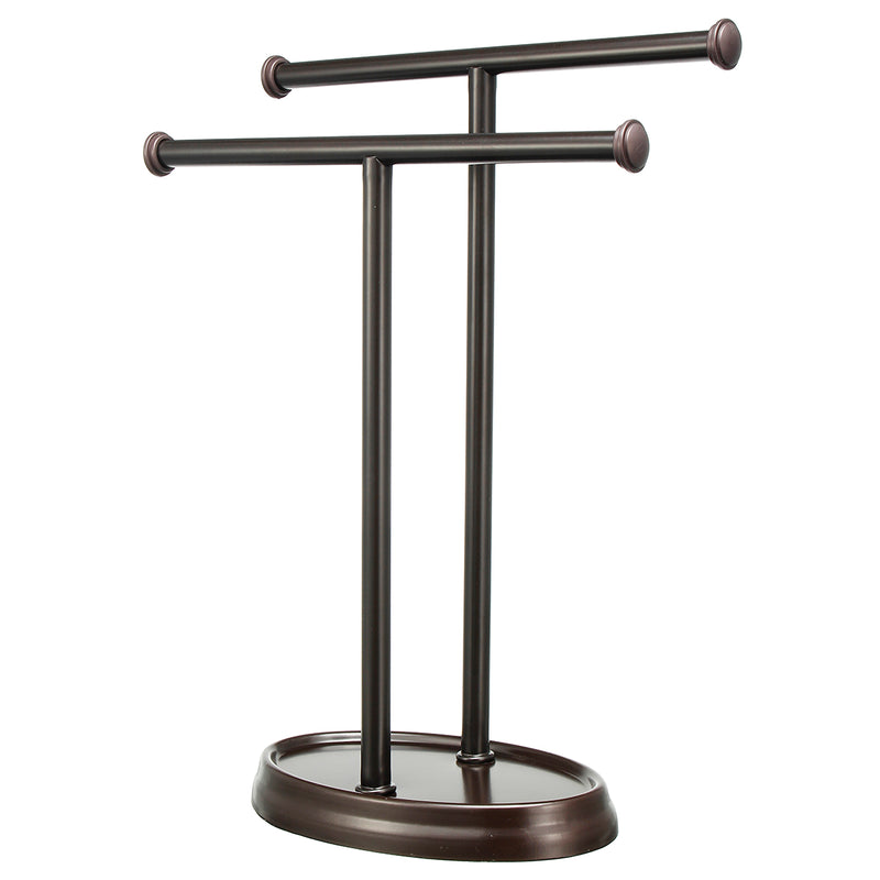 2 Tier Bar Towel Holder Freestanding Drying Rack Hanger Storage Shelf Bathroom