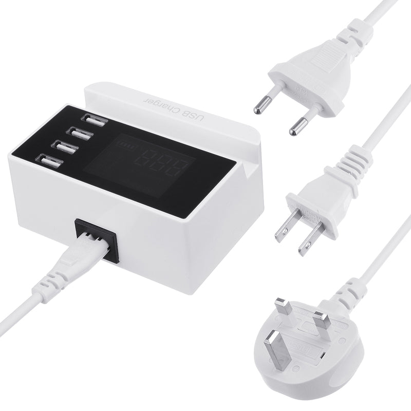 LCD Display 1.9 Inch  4 USB Smart Wall Charger USB Charger Power Adapter Desktop Charging Station Phone Charger Smart IC technology USB Ports Charger