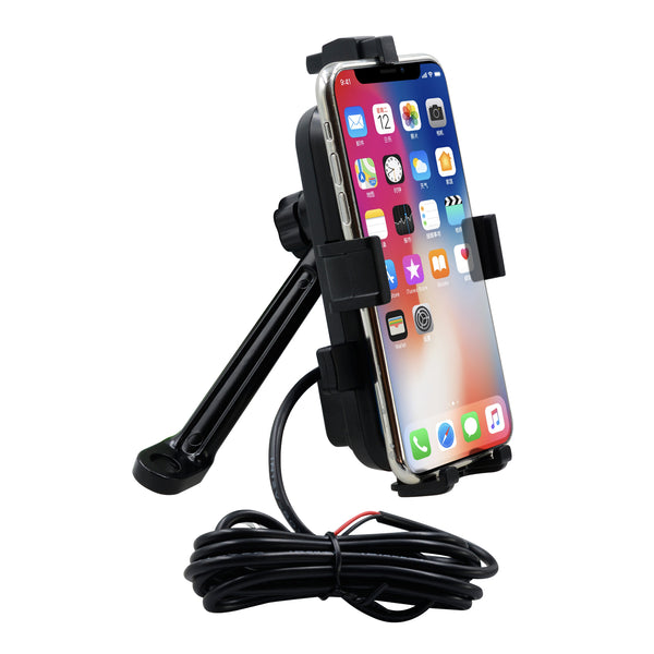 Dual USB Charger CS-344B2 Phone Holder 360 Rotation Stand For Motocycle Bike Rearview Holder For 4''-6.5'' Smart Phone