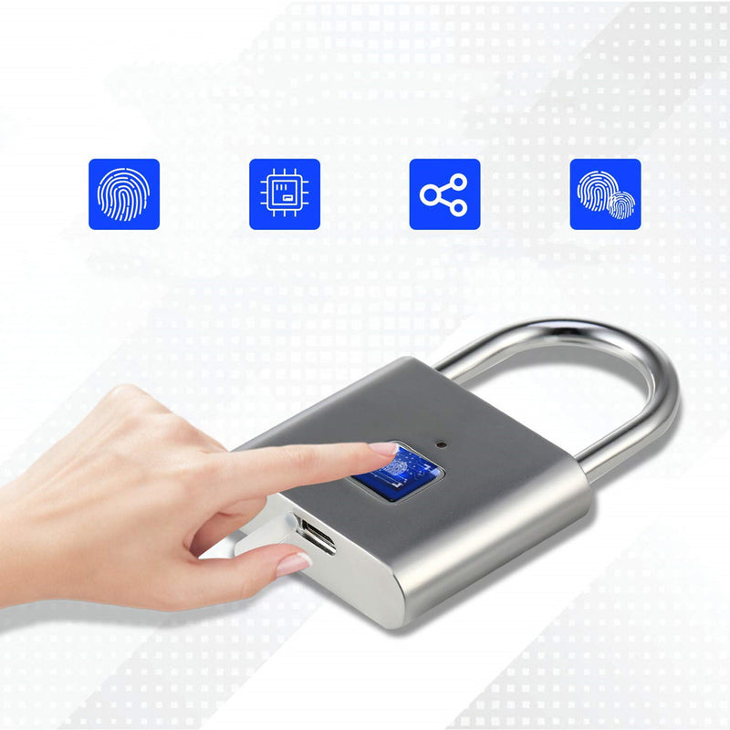 Smart Fingerprint Padlock Keyless Anti-theft USB Charging Luggage Suitcase Bag Security Home Electronic Door Lock