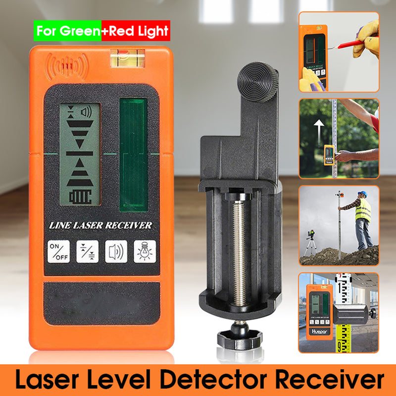 Universal LCD Display Green Red Light Laser Level Detector Receiver with Bracket