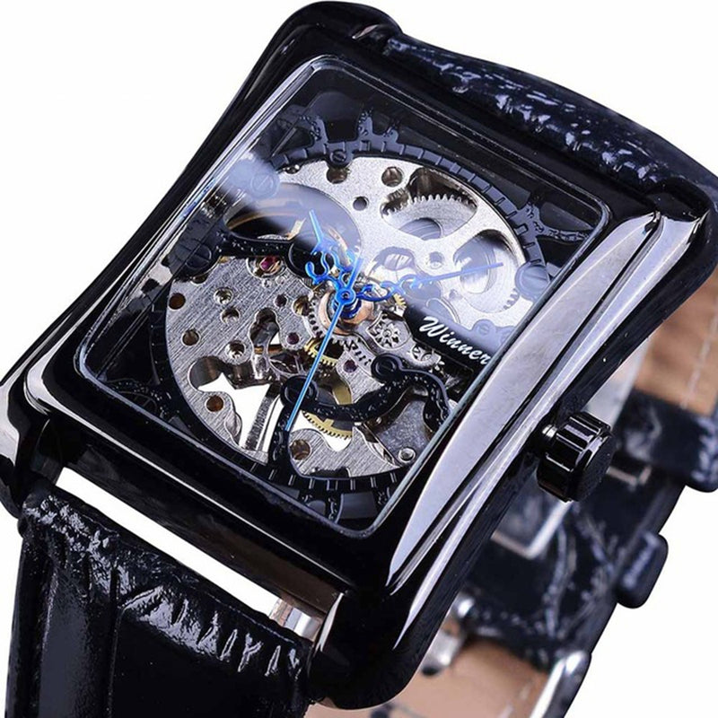 GMT983-1 Self-Wind Mechanical Watch Casual Style Rectangle Dial Stainless Steel Men Watches