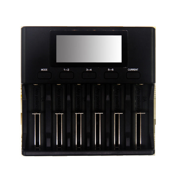 LiitoKala Lii-S6 18650 3.7V Lithium Charger 6 Slots LCD Screen Display Smartest Battery Charger US/EU Plug