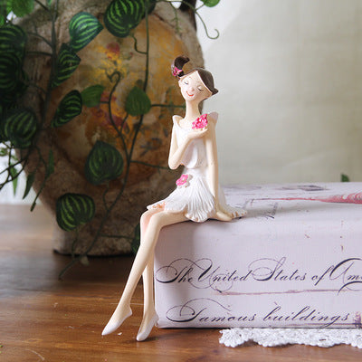 2pcs/set Beautiful Girl & Angel Creative Resin Doll Ornaments Fairy Statue Wedding Home Decorations