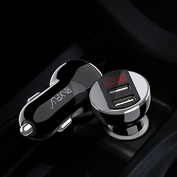 RAXFLY 2.4A Dual USB LED Display Car Charger For iPhone X 8Plus Oneplus 5t Xiaomi 6 Mi A1 Note 3 S8