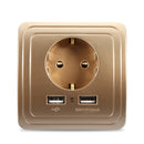 Excellway 1.5A/2A Dual USB Ports Wall Charger Power Adapter Socket Outlet Panel EU Plug Mount