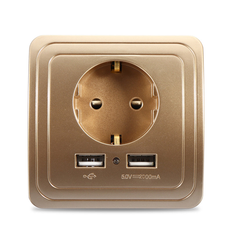 Excellway 1.5A/2A Dual USB Ports Wall Charger Power Adapter Socket Outlet Panel EU Plug Mount