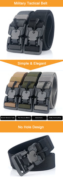 125cm AWMN ES19 Punch Free Magnetic Elastic Buckle Nylon Tactical Belt For Man Women