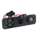 QC3.0 Dual USB Charger Voltmeter 12V Lighter Socket Splitter Power Button Switch For Car Motorcycle Boat Truck