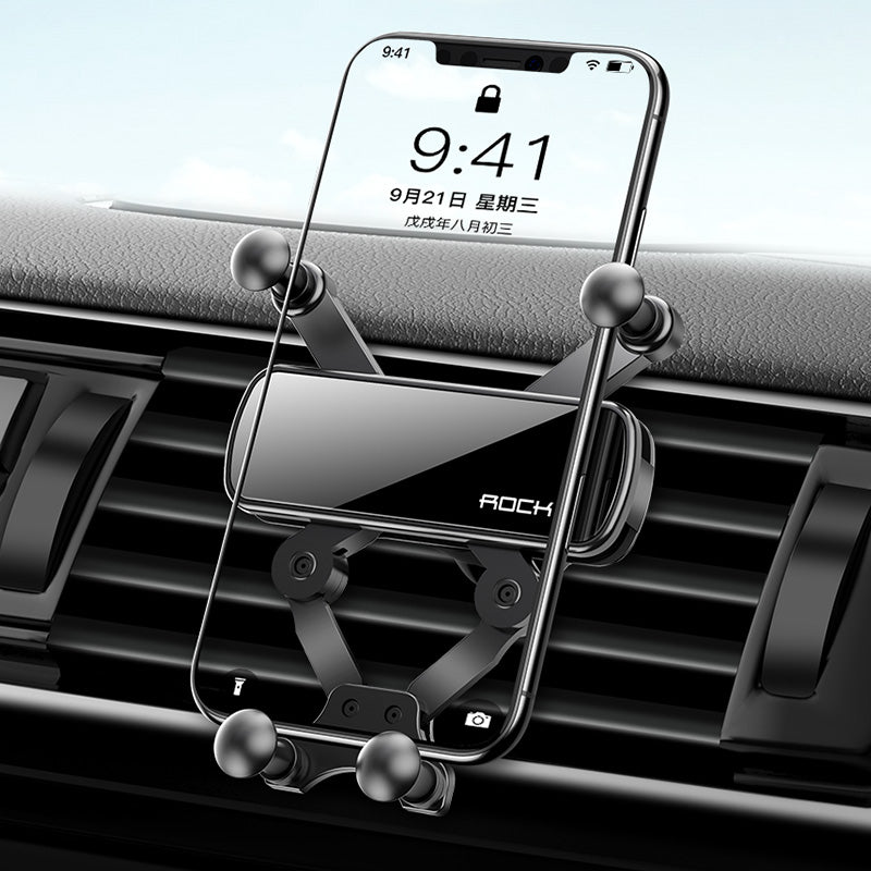 Rock Mini Gravity Linkage Automatic Linkage Air Vent Car Phone Holder For 4.5-6.5 Inch Smart Phone For iPhone 11 Pro Max For Samsung Note 10+ Xiaomi Redmi Note 8 Pro
