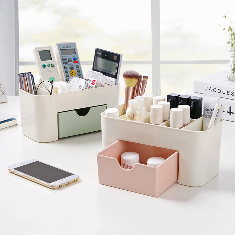 Multi-functional Plastic Cosmetic Storage Box Jewelry Box With Small Drawer Desk Sundries Storage Co