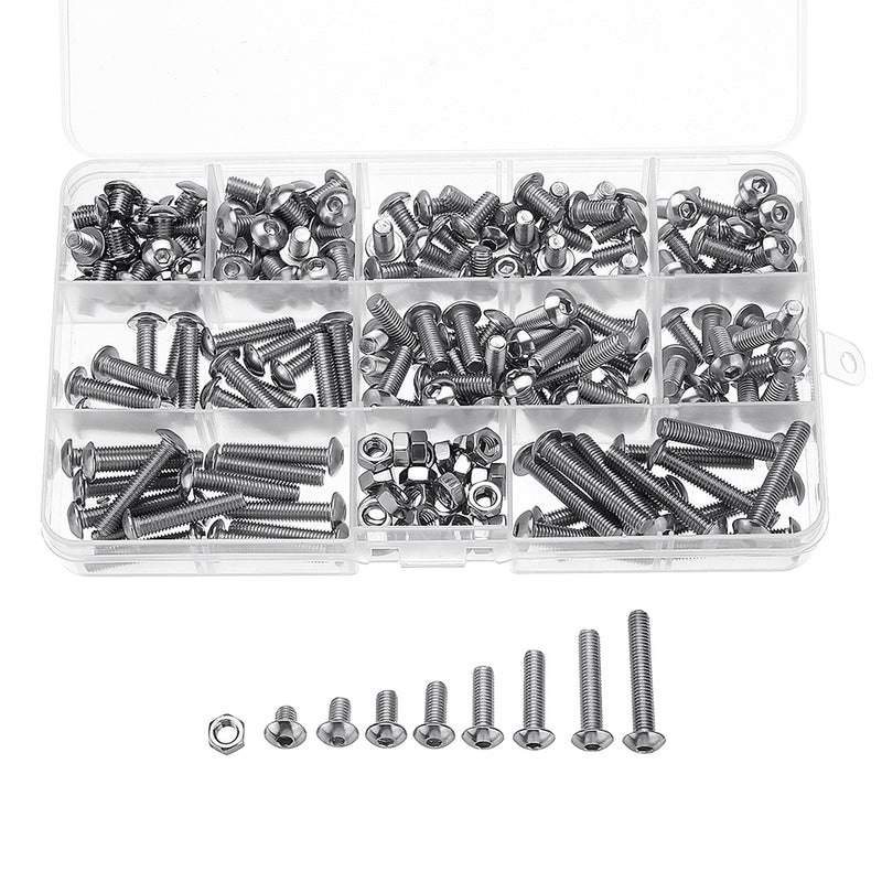 600Pcs M5 304 Stainless Steel Hex Socket Cap Head Screw Washer Nut Kit 6-30mm Optional Length