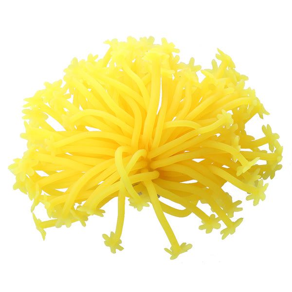 Aquarium Fish Tank Silicone Artificial Sea Plant Anemone Ornament Yellow