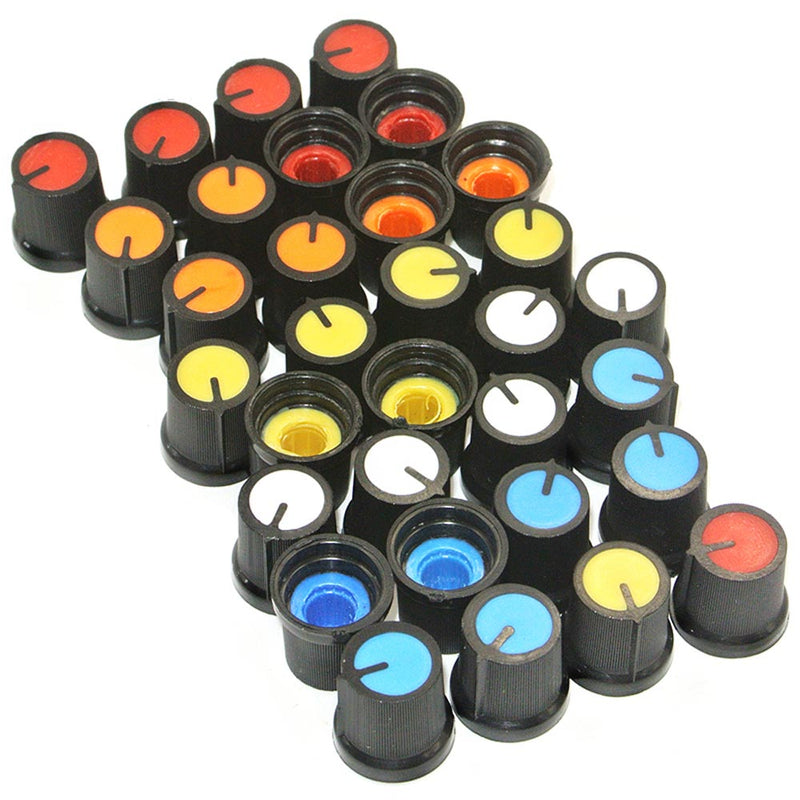 30Pcs Blue Plastic For Rotary Taper Potentiometer Hole 6mm Knob