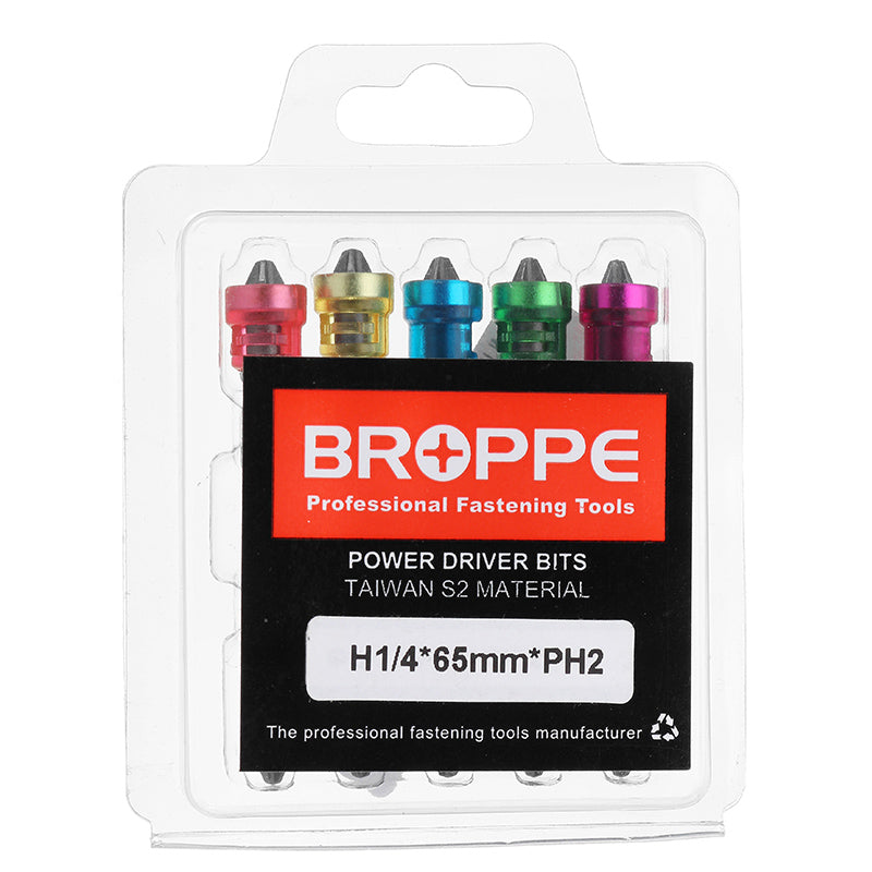 Broppe 5pcs Double Head 65mm S2 Alloy PH2 Phillips Magnetic Screwdriver Bits 1/4 Inch Hex Shank
