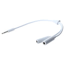 3.5mm Audio Wire Splitter Adapter Cable - White S1I1