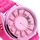 Woman Watch Quartz Silicon Strap rose Red Flower Dial Arabic Numerals U3K8