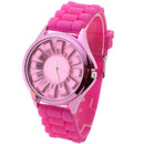 Woman Watch Quartz Silicon Strap rose Red Flower Dial Arabic Numerals U3K8