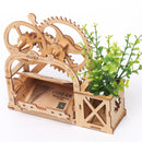 Wooden Pen Holder Creative DIY Office Desktop Card Case Decoration Multifunctional Desktop Organizer Storage Box Holiday Gifts