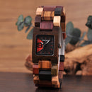 BOBO BIRD S02 25mm Small Square Dial Women Wrist Watch Wooden Quartz Watch