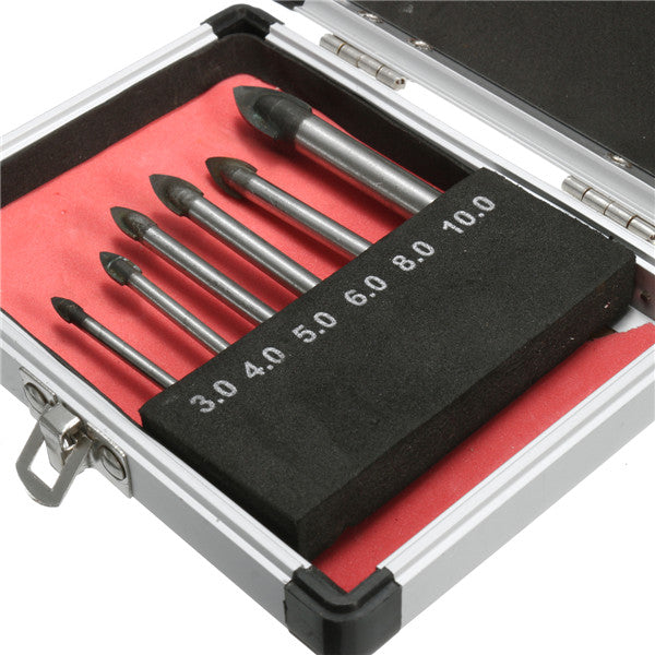 6pcs 3/4/5/6/8/10mm Triangular Drill Bit Set for Ceramic Tile Glass