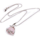 16 mm Rose Quartz Metal Pendant Chain Necklace Collier A6U2