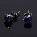 Pair Earrings Stud Zircon Brilliant Violet 5MM Party Dating Q8E4