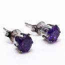 Pair Earrings Stud Zircon Brilliant Violet 5MM Party Dating Q8E4