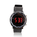 Fashion Woman Men Crystal Digital LED Silicone Black Strap Bracelet Watch N9C2