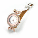 Rhinestone White Color Leather Strap Quartz Bracelet Watch for Women P2O9