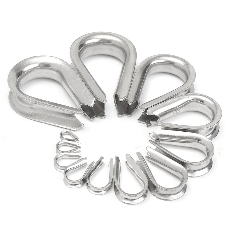304 Stainless Steel M2 to M20 Silver Cable Wire Rope Thimbles Rigging Hardware 12 Sizes