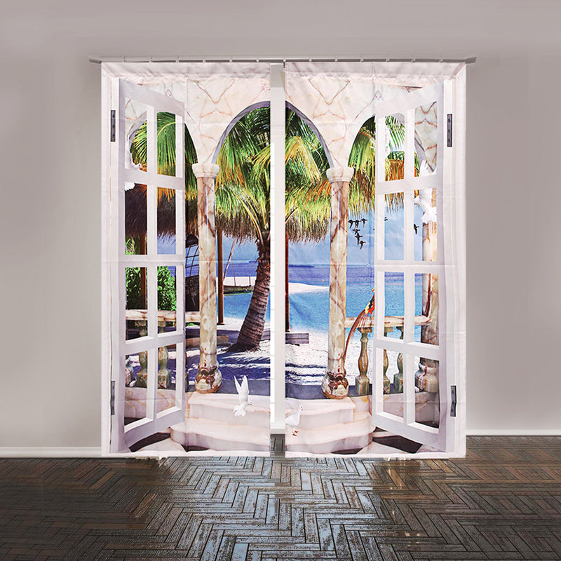 2 Panel Blackout Blinds Thermal Insulated Landscrape Window Curtains 3D Printed