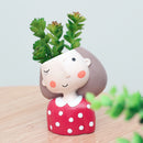 ROOGO Creative Models Artificial Flowers Resin Cartoon Succulents Flower Pot Micro Landscape Combination Home Decoration
