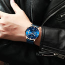 CRRJU 2273 Men Fashion Blue Dial Full Mesh Steel Strap Sport Clock Waterproof Quartz Watch