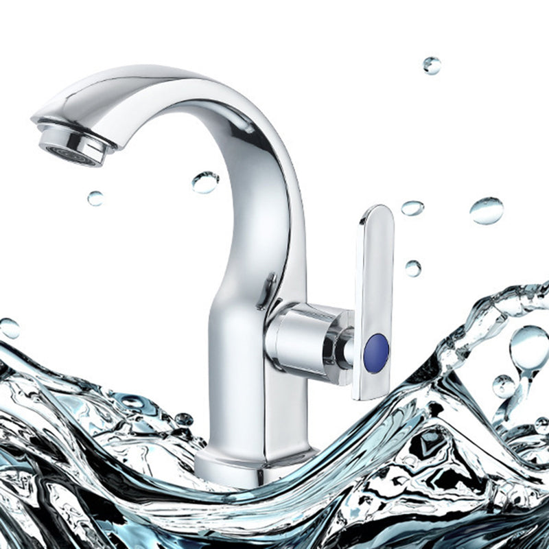 Bathroom Basin Sink Faucet Moon Curved Cold Tap Single Handle Electroplate Chrome Finish Deck Mount