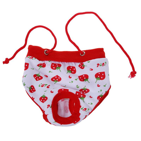 Small Female Pet Puppy Dog Clothes Physiological Sanitary Diaper Pant Red+W P1I9