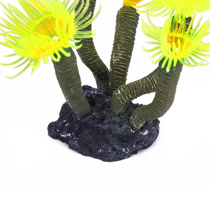Artificial Faked Sea Anemone Coral Aquarium Ornament Decoration (Yellow)