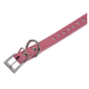 Pink PU Dog Pet Pitbull Rhinestone Stud Rivets Neck Collar Strap M