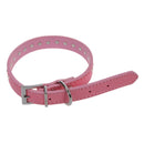 Pink PU Dog Pet Pitbull Rhinestone Stud Rivets Neck Collar Strap M