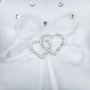 White Double Heart Rhinestone Ring Pillow Wedding Ring Bearer Cushion 10*10