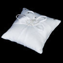 White Double Heart Rhinestone Ring Pillow Wedding Ring Bearer Cushion 10*10