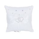 White Double Heart Rhinestone Ring Pillow Wedding Ring Bearer Cushion 10*10