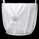 white Satin Wedding flower girl basket Crystal Rhinestone Decor F8Z3