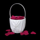 white Satin Wedding flower girl basket Crystal Rhinestone Decor F8Z3