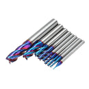 Drillpro 1-10mm 4 Flutes Tungsten Carbide Milling Cutter HRC65 Blue NACO Coated Milling Cutter CNC Tool