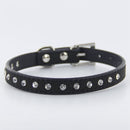 Pet Dog Cat Leatherette Crystal Rhinestone Collar Size XS - Black