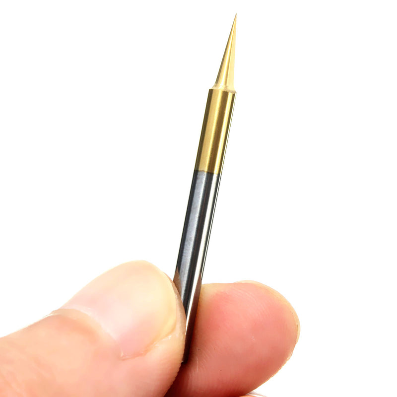 10pcs 0.1mm 15 Degree Titanium Coated Carbide Flat Bottom PCB Engraving Bit CNC Router Tool