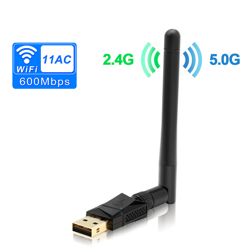 ROCKETEK 600Mbps Dual Band 2.4G 5G Wireless USB Wifi Adapter Antenna Networking Adapter LAN Card