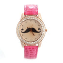 Round Watch Bracelet Bracelet Quartz Strap Pink PU Leather Diamond for Wome Z1R6
