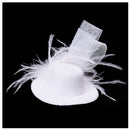 Mini Hat Top Hat Mini Barrette Hair Clip Feather White C1U3